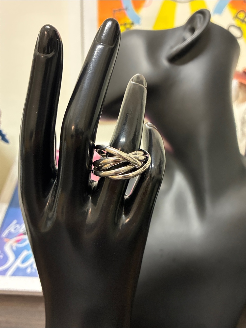 Vintage 1990s Sterling Silver Twisted Band Rolling Ring - Goth Whimsigoth Glam